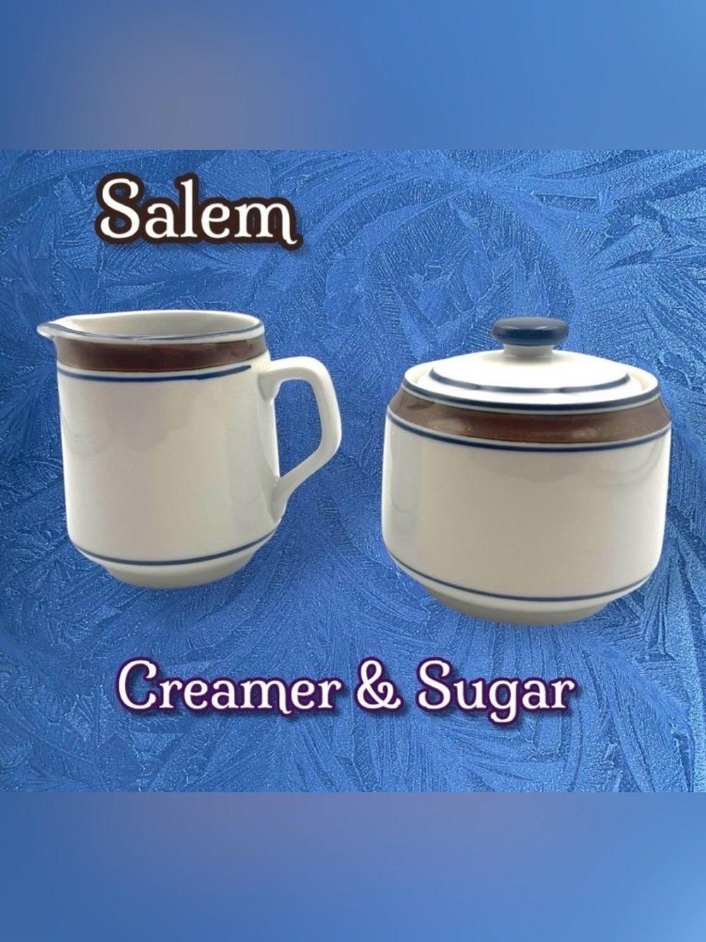 Vintage Salem Stoneware "Georgetown" Creamer and Sugar Bowl